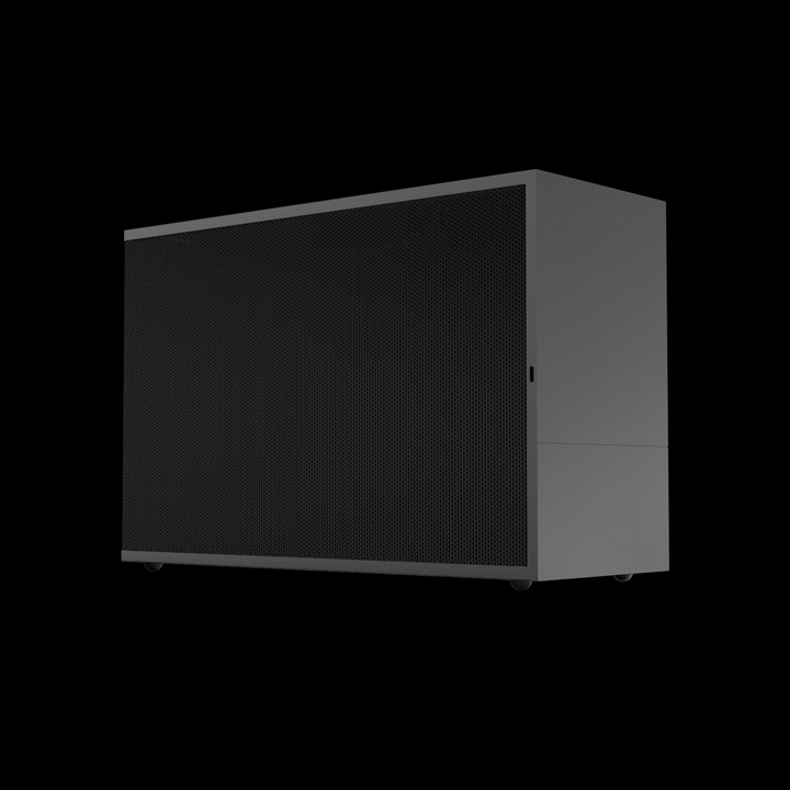 NCASE T1 ITX Case front view in Gunmetal anodized aluminum –  originally co-developed as FormD T1