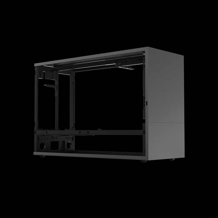 NCASE T1  Gunmetal – Internal frame structure showcasing CNC aluminum chassis and open ITX layout–  originally co-developed as FormD T1