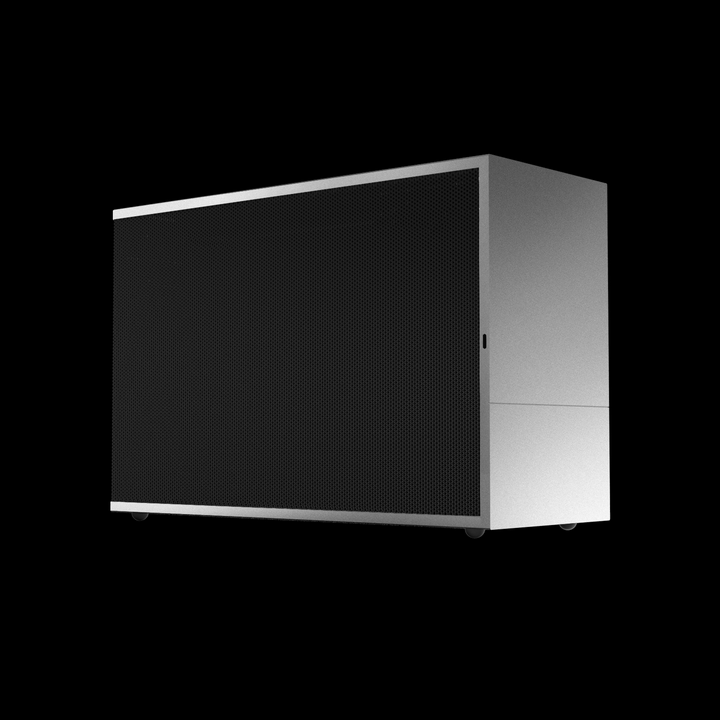 NCASE T1 ITX Case front view in silver anodized aluminum –  originally co-developed as FormD T1